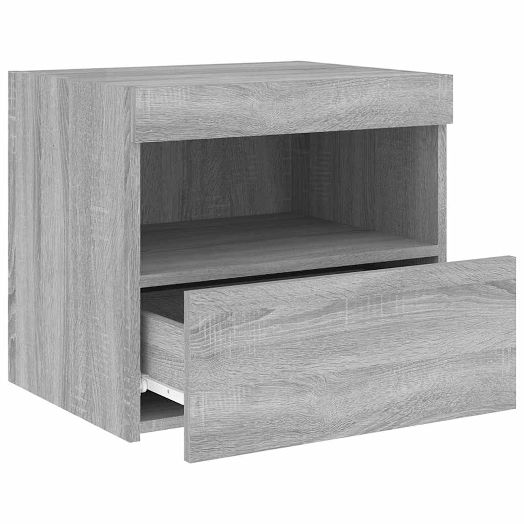 Nachttisch mit LED-Leuchten Grau Sonoma 50x40x45 cm